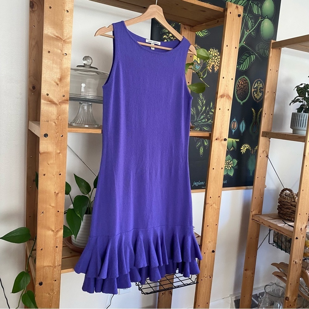 Autumn Cashmere Purple Flounced Ruffle Hem Sleeveless Cashmere Dress Medium - Picture 4 of 13